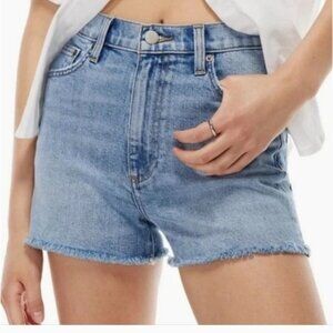 Aritzia Denim Forum The Arlo Short High Rise Distressed Hem Light Wash Sz 31